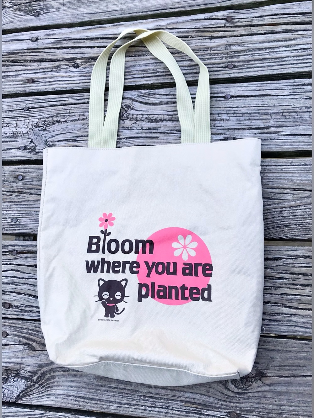 2002 SANRIO Chococat Large Canvas Hidden Pocket Bloom Where You Are Planted Bag